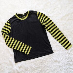 🔴SALE! Y2K Tripp Black & Yellow Striped Sleeve Tee